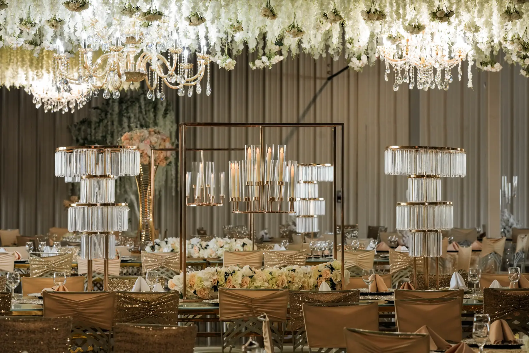Hall crystal centerpieces at Imperial Event Center 1