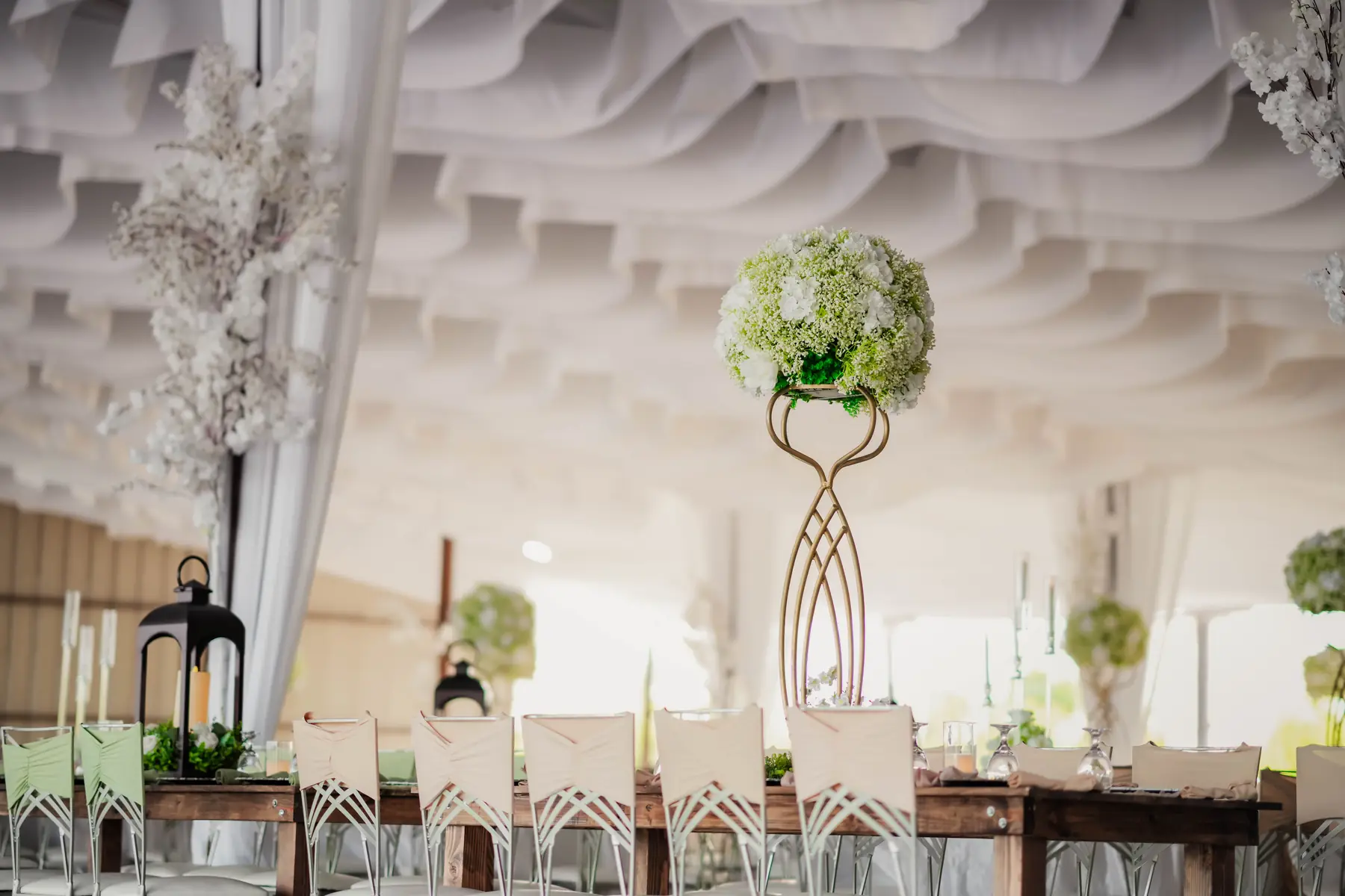 Wedding garden centerpiece at Imperial Event Center 2