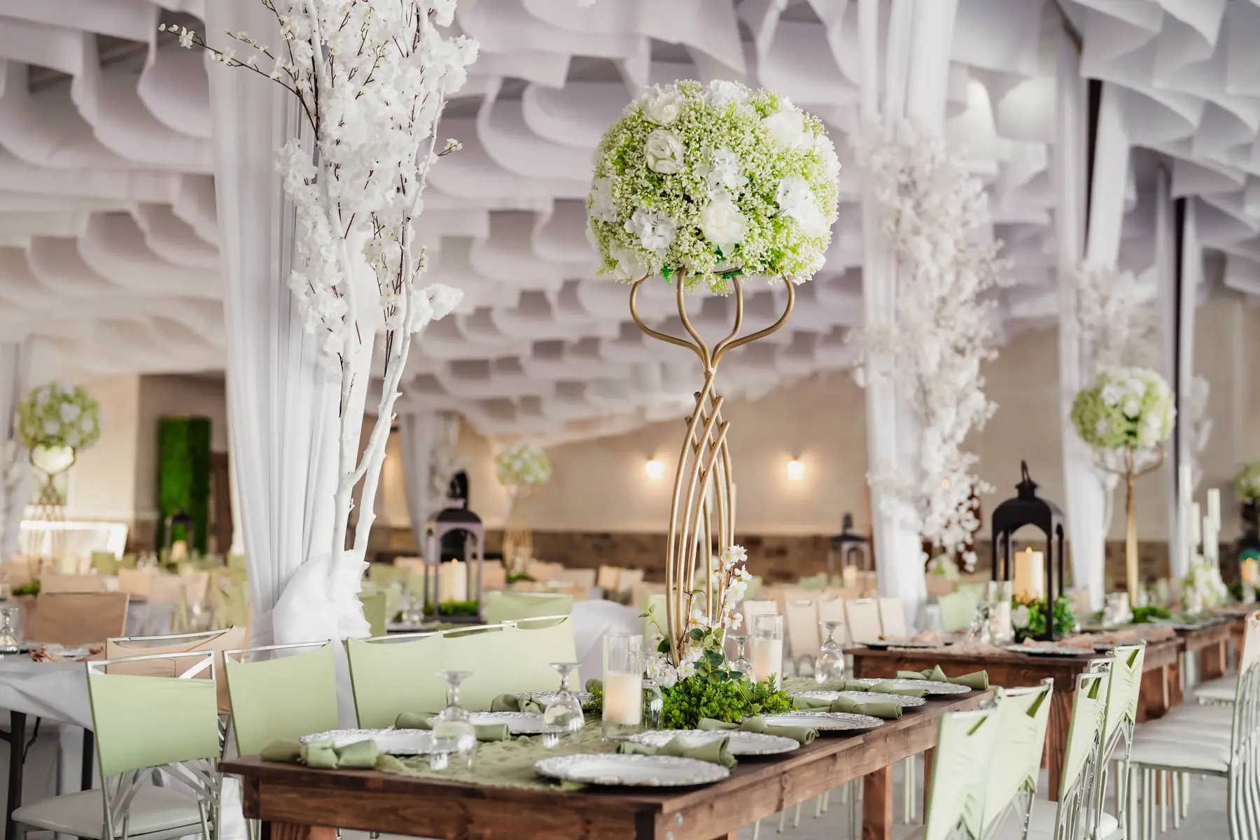 Wedding lantern tables at Imperial Event Center 2