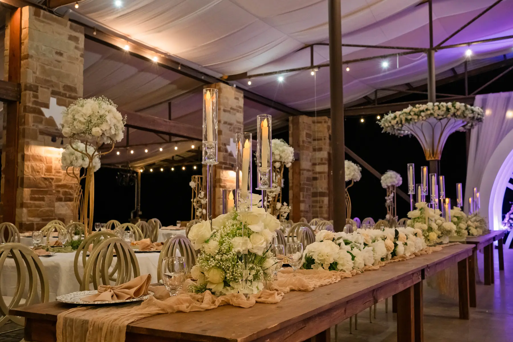 Wedding long tables at Mere's by Imperial Events