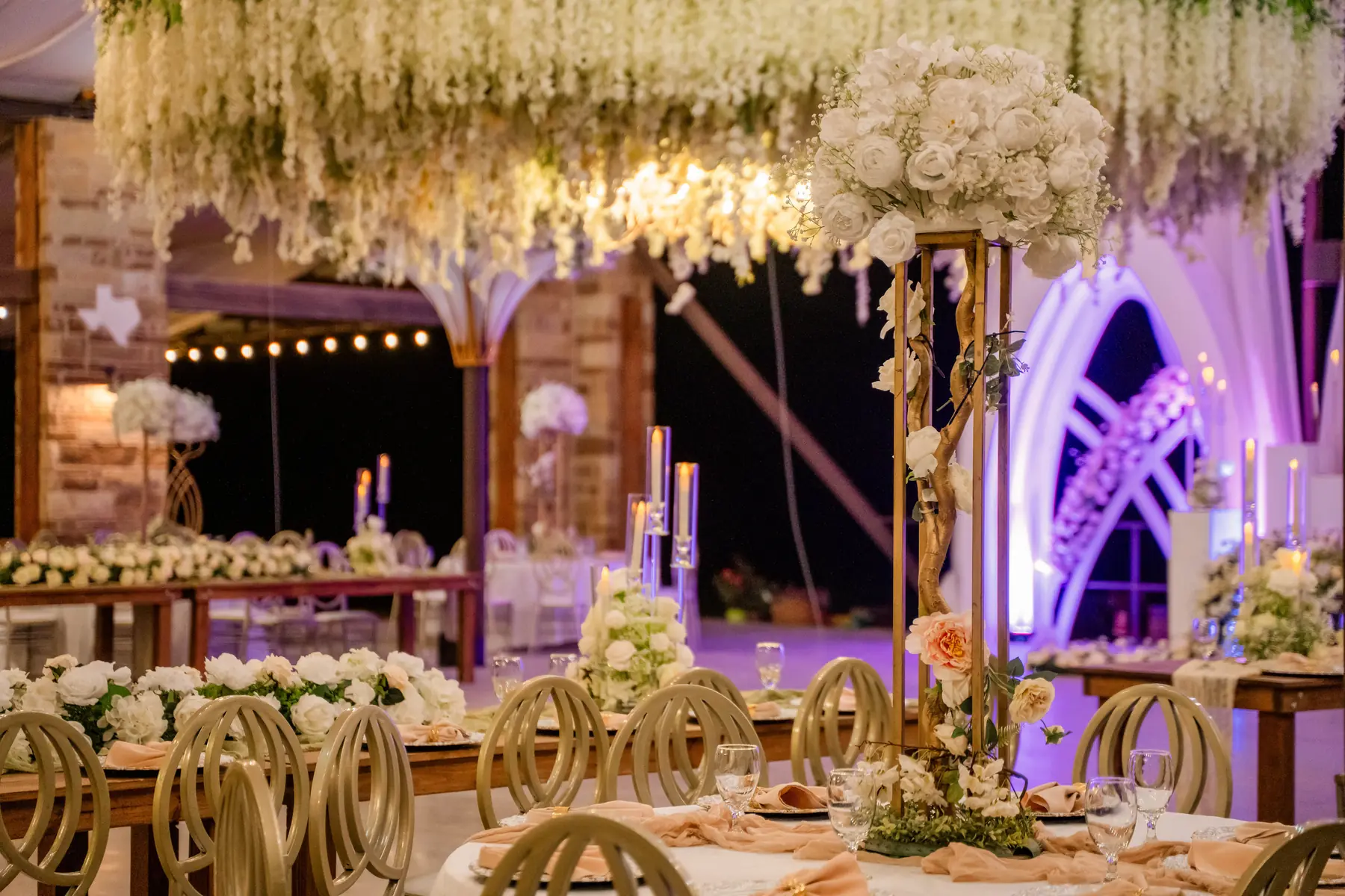 Wedding reception tables at Mere's by Imperial Events